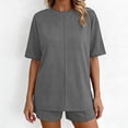 thumbnail image 2 of Sentmoon Ensembles pour Femmes Blouses et Shorts Manches Courtes Col Rond Hauts Grande Taille pour Femmes Coupe Régulière Vêtements d'Été pour Femmes avec Poches pour Sortir et Concerter P-2TG, 2 of 8