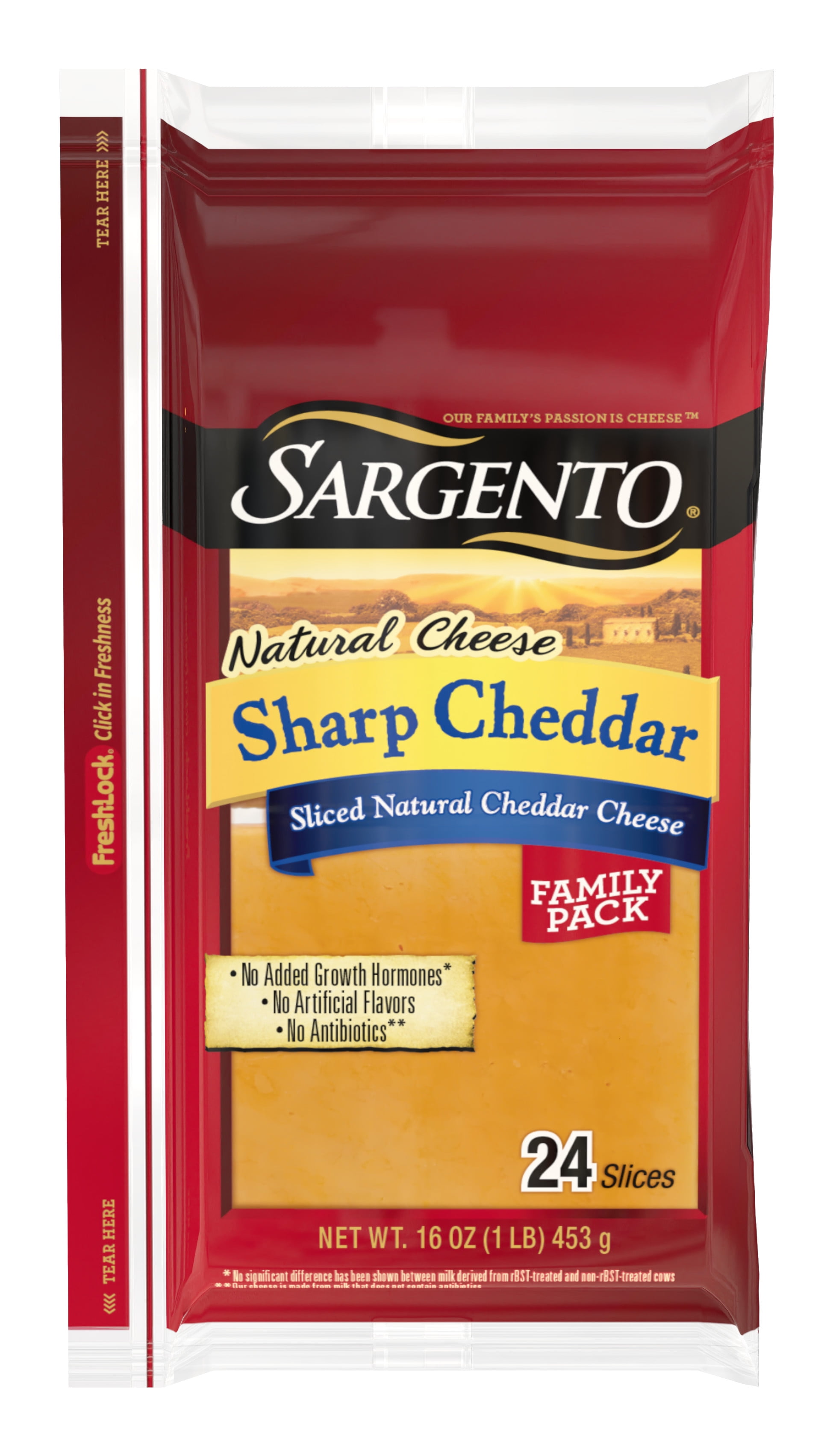 Sargento, Natural Cheese Sharp Cheddar Sliced Cheese, 16 Oz., 24 Count