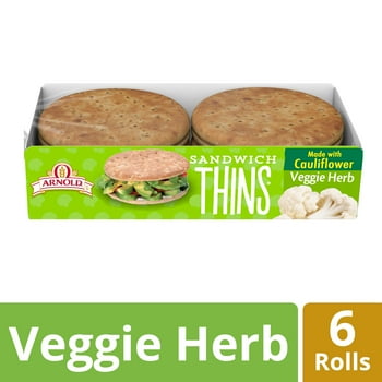 Arnold Vegetable  Cauliflower Sandwich Thins Rolls, No Artificial Flavors, Colors, or High Fructose Corn , 6 Count, 12 Ounce Package