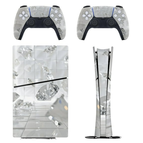 Skin Sticker for PS5 Slim Standard Disc Digital Edition Console and Controllers Decals for Playstation 5 (Clear Diamonds,PS5 Slim)