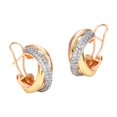 thumbnail image 5 of Inicio Pendientes de bobinado de tres anillos con separación de colores franceses Sello de acero CNC Pendientes de botón de alta calidad con incrustaciones de diamantes europeos y americanos Hebilla, 5 of 5