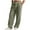 Army Green, variant on Chiccall Men's Casual Wide Leg Pants Fall Pleated Straight Leg Drawstring Elastic Waist Trousers Casual Loose Cotton Linen Pants