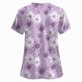 thumbnail image 5 of TOWED22 Scrubs for Women V Neck Cute Printed Scrub Tops Medical Nurse Shirt Soft Casual Uniform with Pockets(Purple,XL), 5 of 5