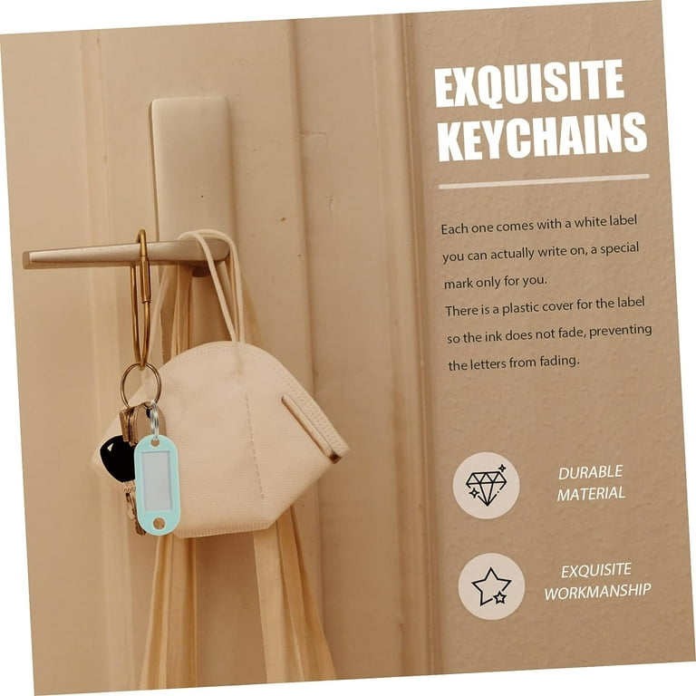 Dockapa 60 Pcs Key Tag Blank Labels Car Parts Keychain Keyrings for Car Keys Identifier ID Keychain Tag School Bag Tags Key Labels Identifiers Luggage