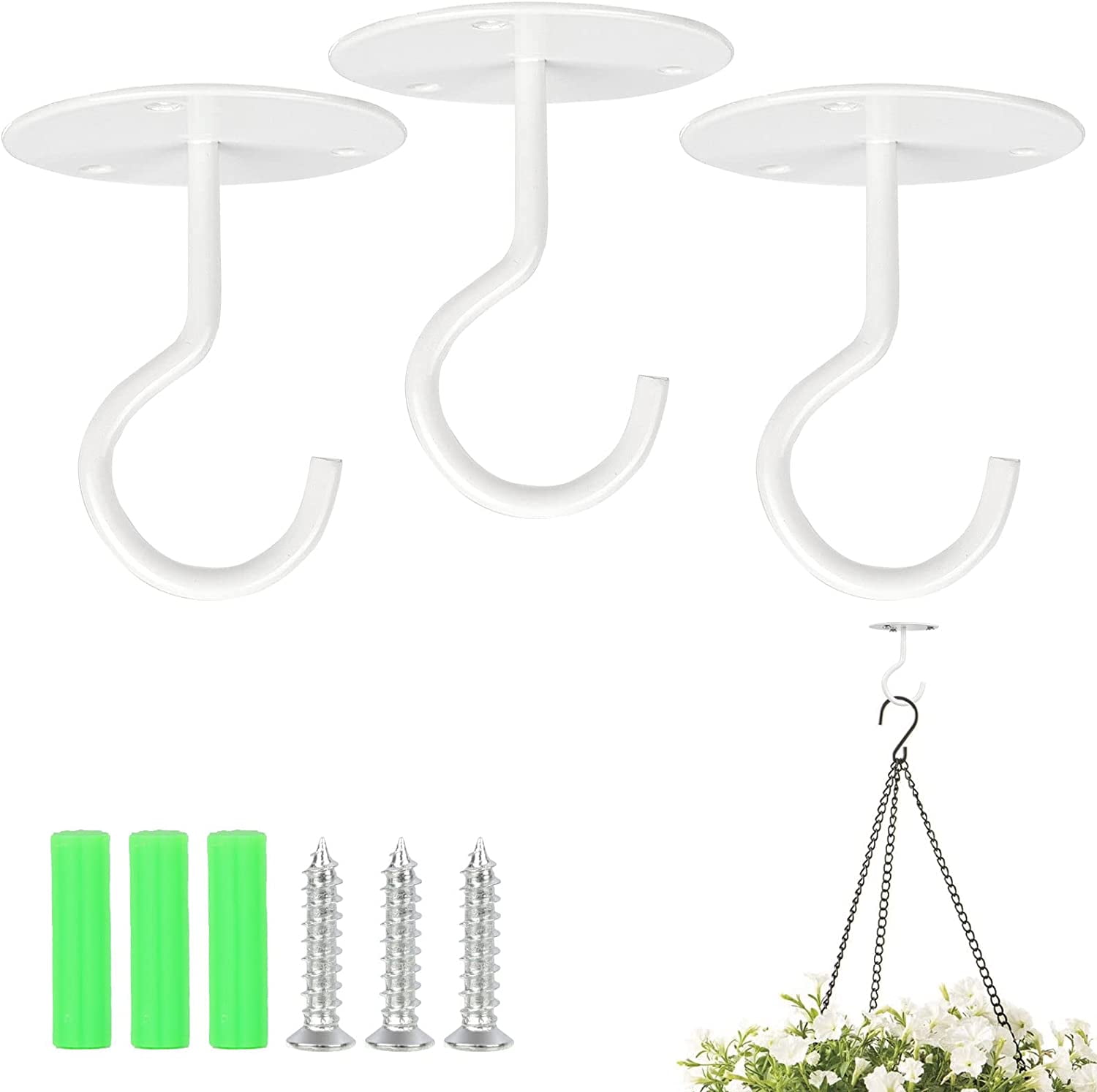 KissDate Ceiling Hook,White 3 Pack Ceiling Hooks Hanging Plants