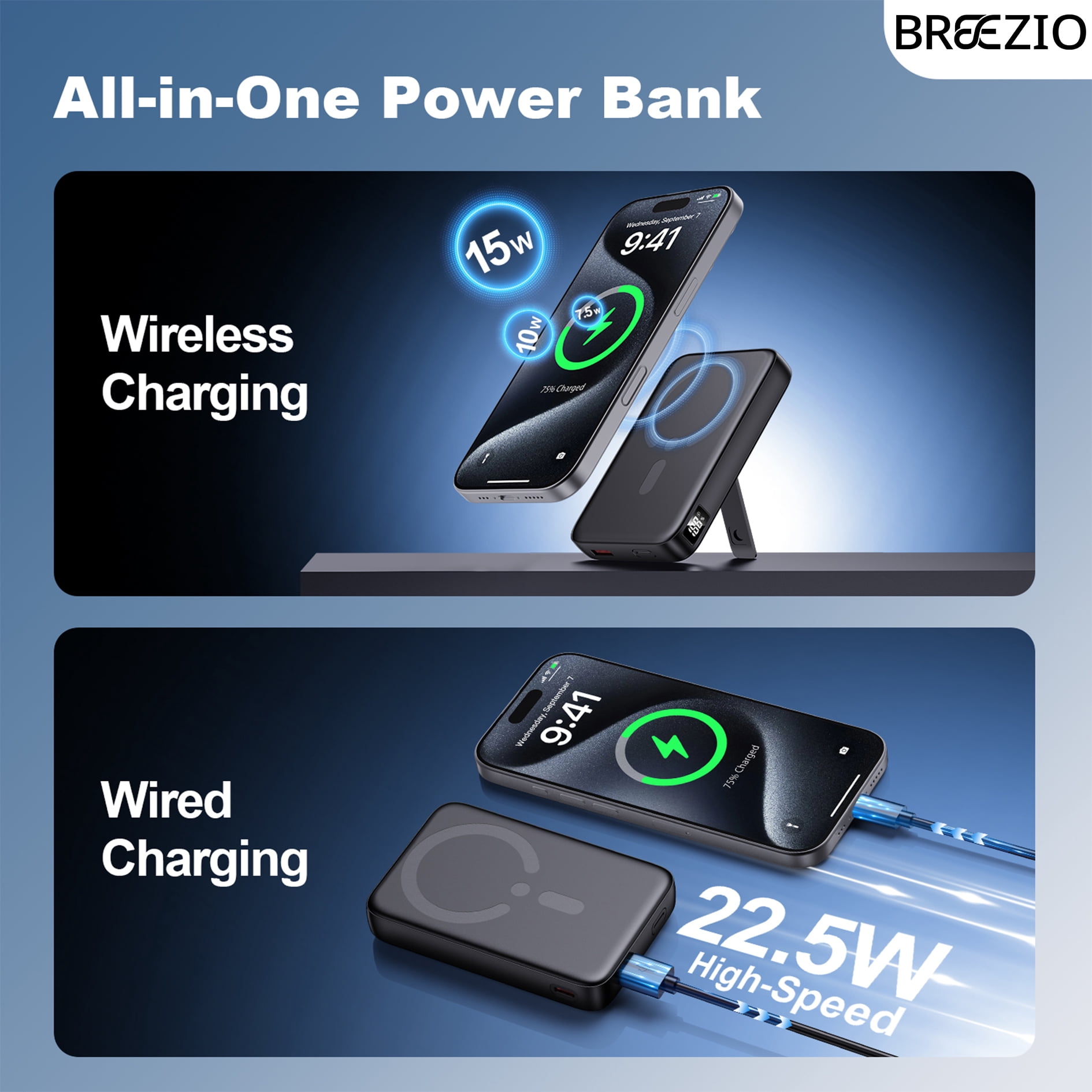 Magnetic Wireless Portable Charger, 12000mAh Power Bank, Fast Charging Battery Pack Compatible for iPhone 17/16/15/14/13, Black