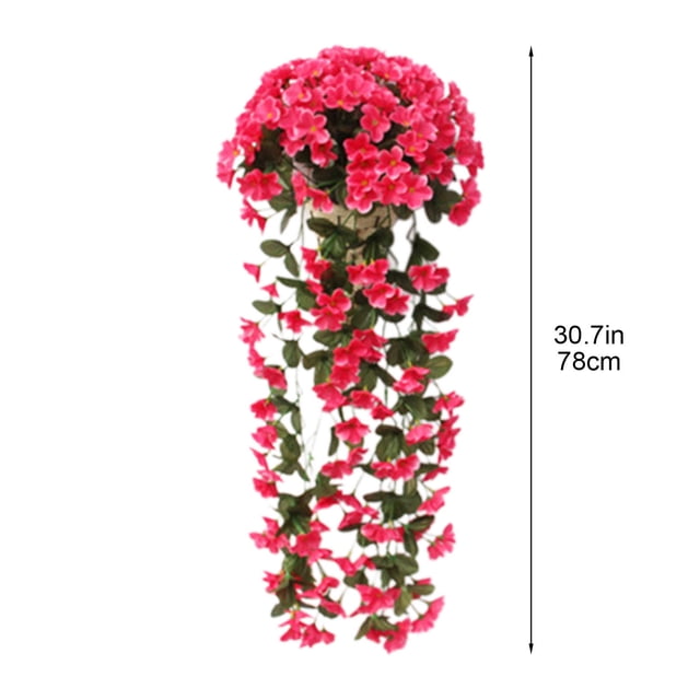 Fesfesfes Rattan Flower Basket with Artificial Roses,Hanging Planter Decor for Balcony Railings,Office Partitions Garden