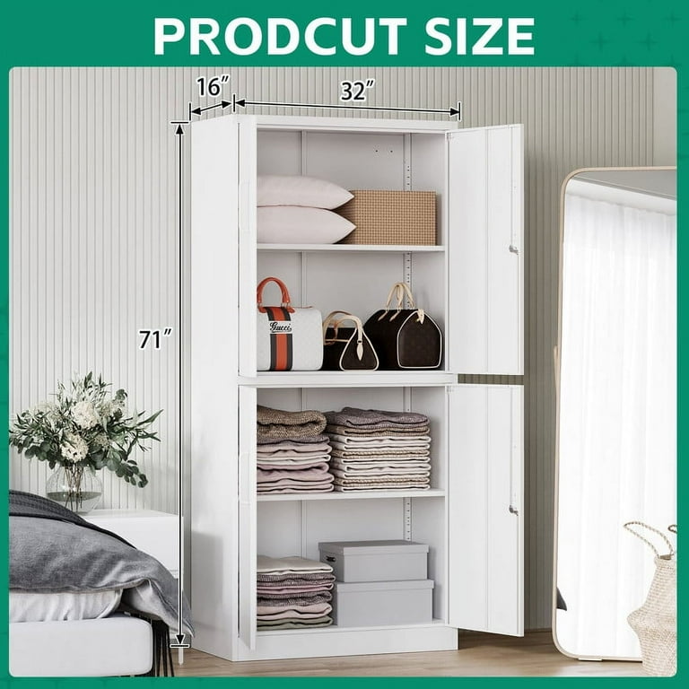 MIIIKO Metal Storage Cabinet, 2 Adjustable Shelves Lockable