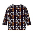 thumbnail image 5 of MKOSPLRT 3/4 Sleeve Shirts for Kids 3-12Y Happy Halloween Day Crew Neck Funny Graphic Tees Causal Loose Fall T-Shirts for Girl Boy, 5 of 5