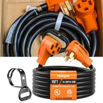 UL Listed 50A 15 Feet RV/EV Extension Cord, Heavy Duty 6/3 8/1 Gauge STW Wire, NEMA 14-50P/R Suit for Charging RV Trailer Campers