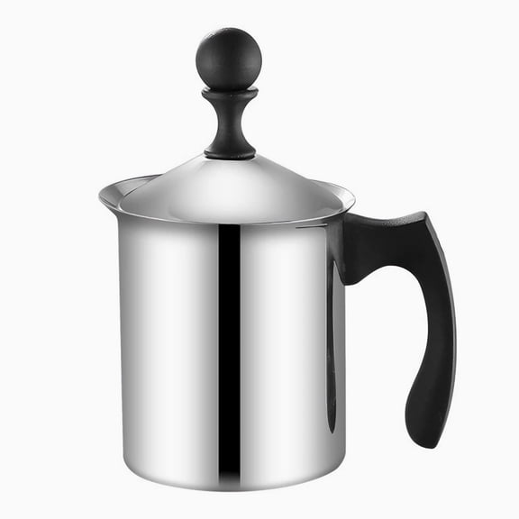 YINGLI 13.5oz (400ml) Manual Milk Frother, Stovetop-Safe Stainless Steel Double Mesh Foam Maker for Latte, Cappuccino & Camping