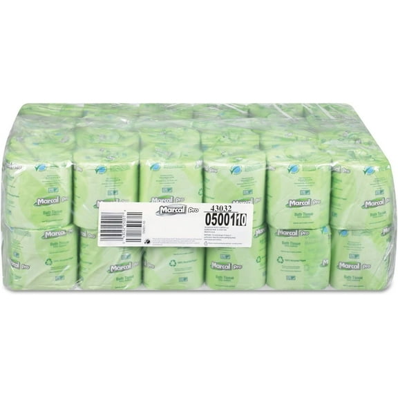 Marcal PRO 5001 100% Recycled Two-Ply Bath Tissue, White, 500 Sheets/Roll, 48 Rolls/Carton