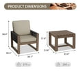 thumbnail image 5 of EAGLE PEAK 3 Pieces Natural Real Wood Cedar Outdoor Patio Conversation Set Spacious Seat Dining Chairs Set with Beige Cushions, Slat Top Coffee Table, 5 of 9
