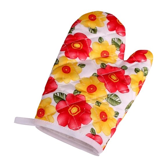 Oven Mitts Clearance! JWDX Baking Oven Gloves Sunflower on White Background, Oven Oven Heat Oven Glove Polyester Floral Printed Pot Holder Microwave Glove Thickened Microwave Bakeware