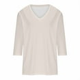 thumbnail image 4 of ZQGJB 3/4 Sleeve Tops for Women Solid Color Casual V Neck Summer T-Shirts Trendy Cute Plain Basic Tees Shirt Lightweight Cozy Tunic Blouse Khaki M, 4 of 5