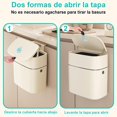 thumbnail image 4 of RUAKIVA 10L Cubo de Basura Colgante con Tapa,Basurero para Cocina,Bote de Basura,Cesto de Basura de Pared de Cocina con Tapa sin Taladrar,Deslizante Abierto,Adecuado pare Ba&ntilde;o,Dormitorio,Of, 4 of 7