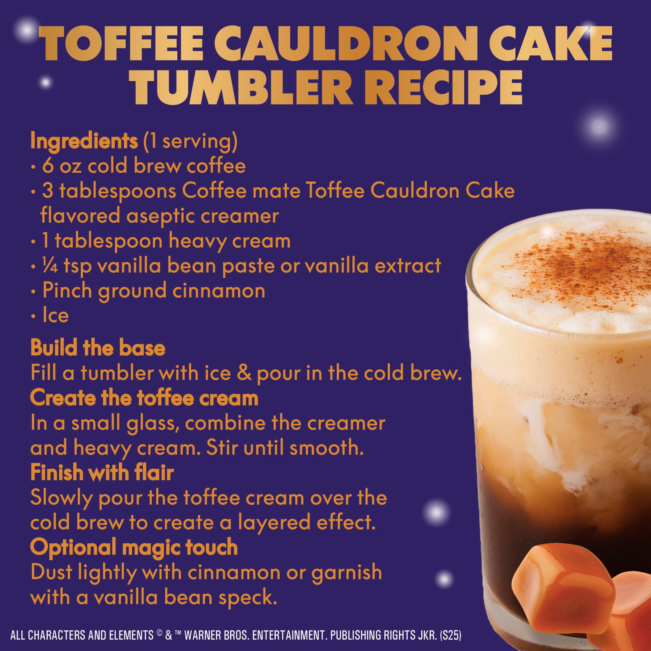 Coffee mate Harry Potter Cauldron Cake Toffee Flavored Shelf Stable Creamer, Non Dairy Liquid Coffee Creamer  16 fl oz