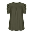 thumbnail image 3 of Wiyuqeen Womens Chest Pleated Tunic Tops Summer Short Puff Sleeve T-Shirts Casual Solid Color Blouses Basic Elegant Loose Fitted Crew Neck Tees, 3 of 7