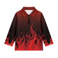 thumbnail image 3 of Psesaysky Red Flame Print Girls Long Sleeve Athletic Shirts 1/4 Zipper Kids Quick Dry Lightweight Yoga Tops for Sports Cheer Basic Tees Activewear 12-13 Years, 3 of 6