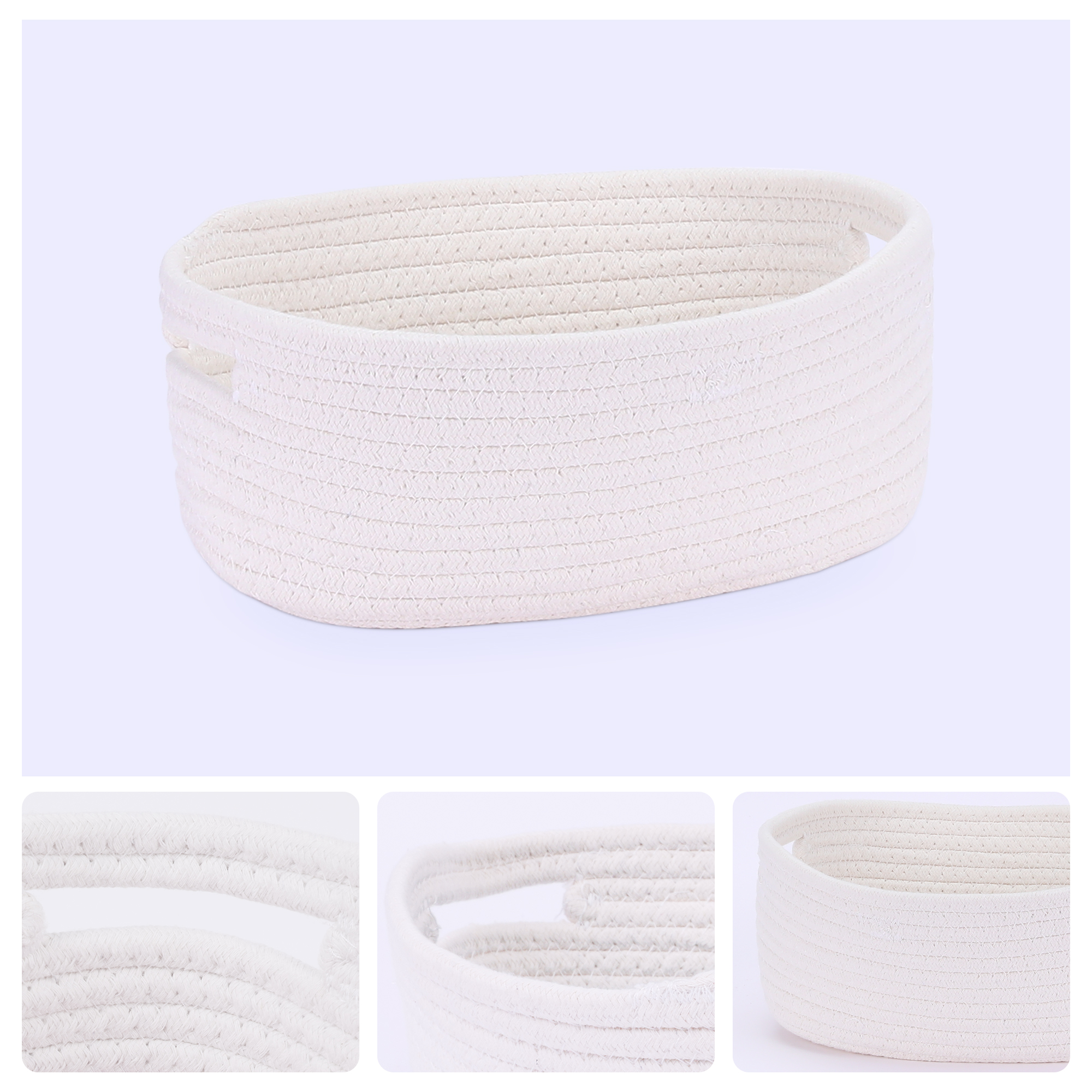 Unique Bargains Woven Storage Basket Shelf Storage Bin for Home Clothes with Handles White