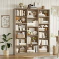 thumbnail image 2 of Homfa Triple Row 6-tier Bookshelf, 74 in Tall Bookshelf with 17 Open Display Shelves, Large Bookcase for Office Living Room, Light Oak, 2 of 6