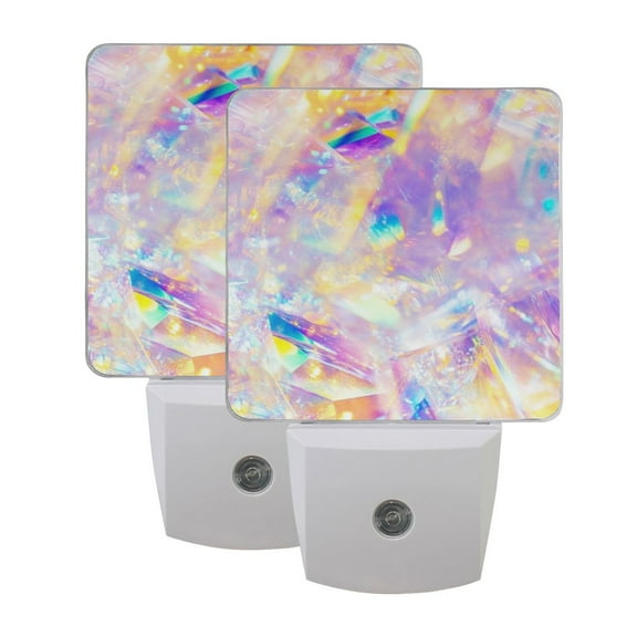 Night Light LED Dusk to Dawn Night Lamp Auto Sensor Plug-in Nightlight for Bedroom Bathroom Nursery Hallway Kitchen Abstract Rainbow Colors, 2Pack