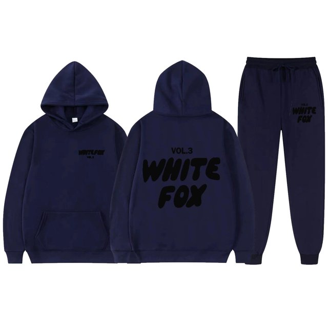 2025 White Fox Unisex Letter Print Loose Hoodie Pants Set