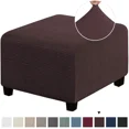 thumbnail image 1 of LNGOOR 3 Sizes Square Jacquard Durable Customized Stretch Footrest Ottoman Cover Folding Storage Stool Furniture Protector Slipcover (Light Grey S), 1 of 7