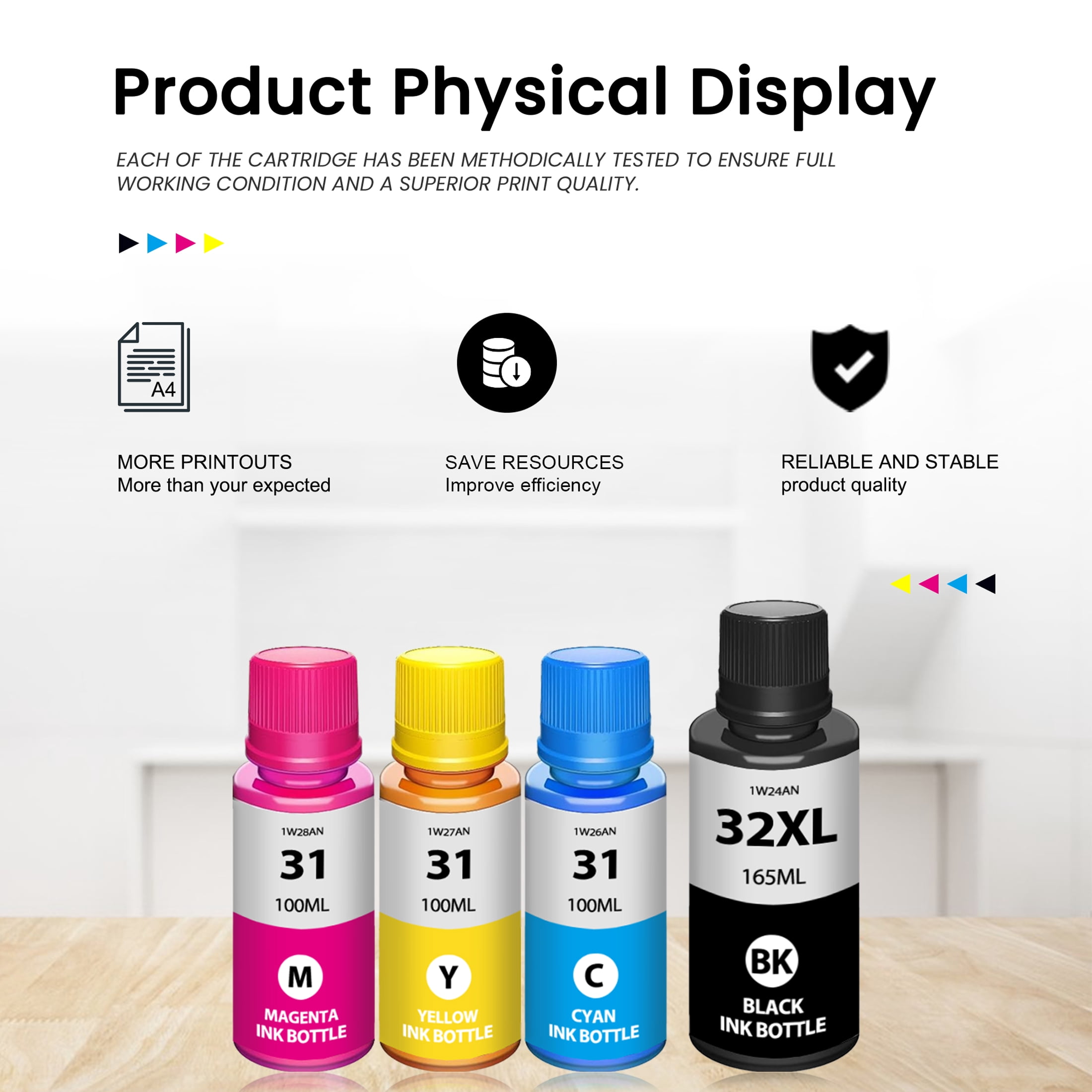 31 Ink 32XL Black Ink Bottle Set Compatible for 31 32 XL Ink Bottle Set for Smart Tank 651 5102 7002 Printers
