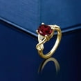 thumbnail image 4 of Gem Stone King 18K Yellow Gold Plated Silver Oval Red Rhodolite Garnet and White Topaz Women Ring (2.05 Cttw, Gemstone Birthstone, Available in Size 5, 6, 7, 8, 9), 4 of 4