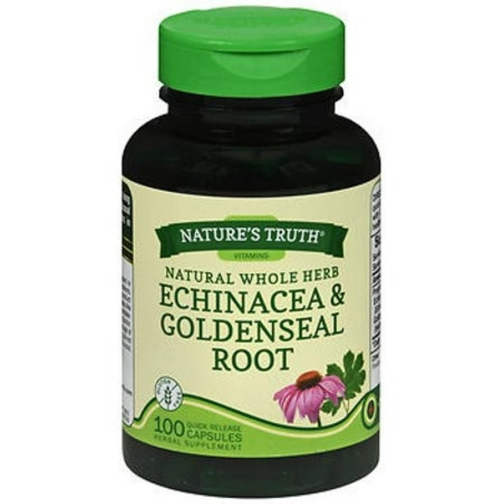 Nature's Truth Whole Herb Echinacea & Goldenseal Root Capsules, 100 ea (Pack of 2)