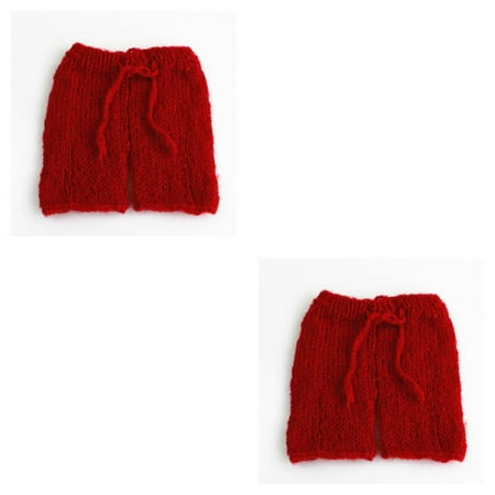 

2pcs Hand-woven Solid Color Baby Crochet Knitted Photo Photography Prop Infant Hat Pants Suits