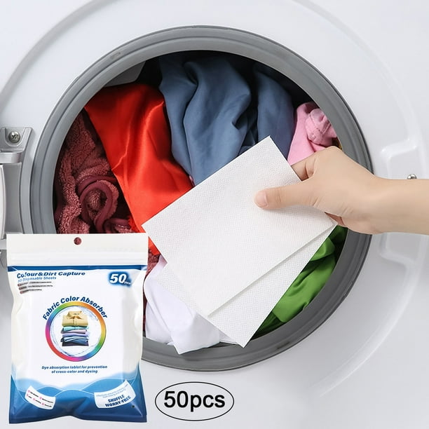 Sábanas de lavandería que atrapan el color | Prevención de transferencia de tinte | Película absorbente de color de cargas mixtas | Paquete de valor de 50 hojas | Para telas claras y oscuras