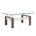thumbnail image 3 of Rectangle Walnut Glass Coffee Table, Clear Coffee Table, Modern Side Center Tables for Living Room, Living Room Furniture, 3 of 11