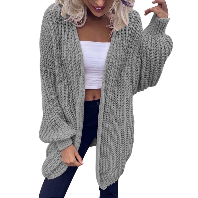Manteau d'Automne pour Femmes, Manteau Tricoté à Torsades, Couleur Unie, Col Rond, Veste Chaude, Mi-Longue, Mode, Extérieur
