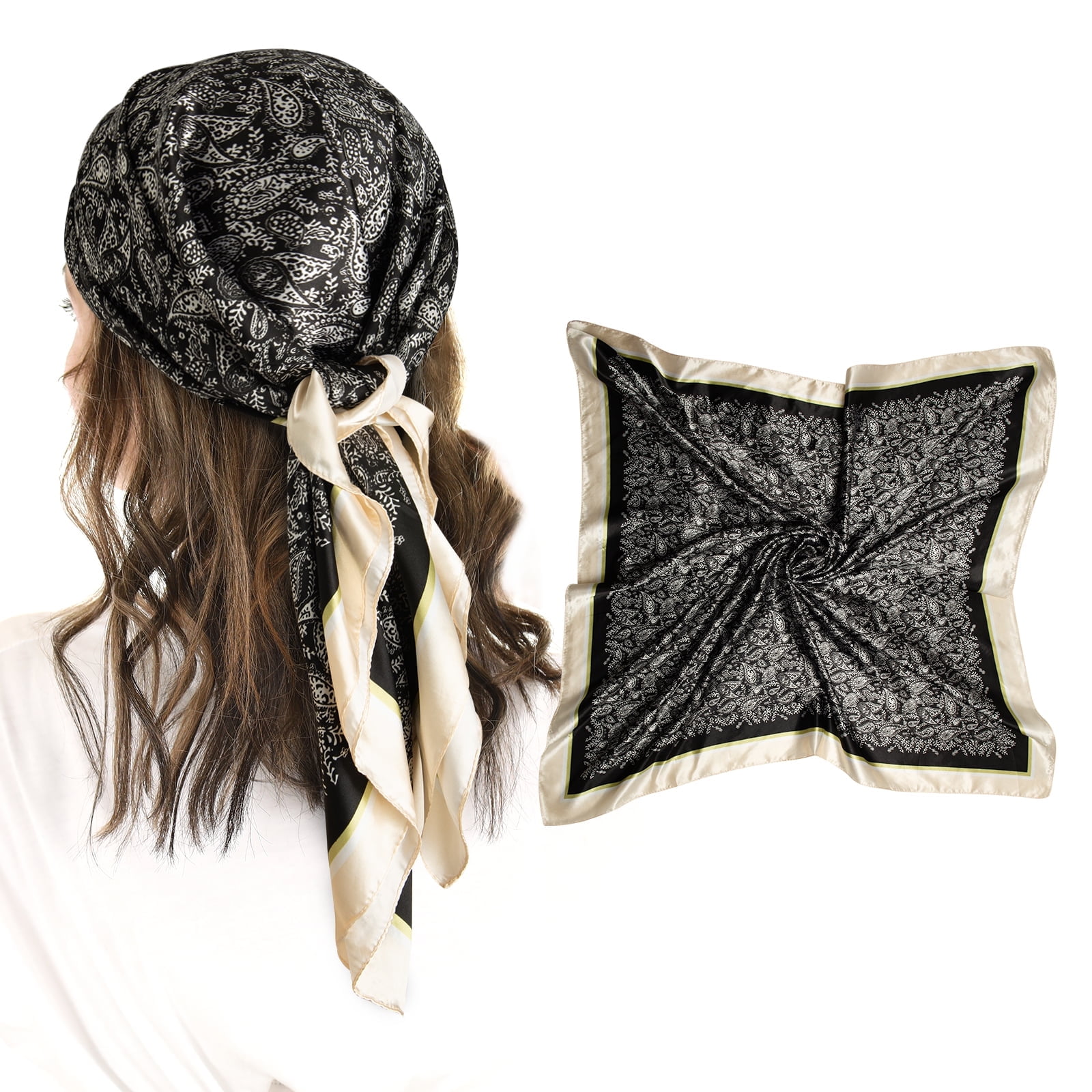 Foulard En Strass Pour Femme - Bandeau à Paillettes Élastique Turban Hijab - Couleur Chair