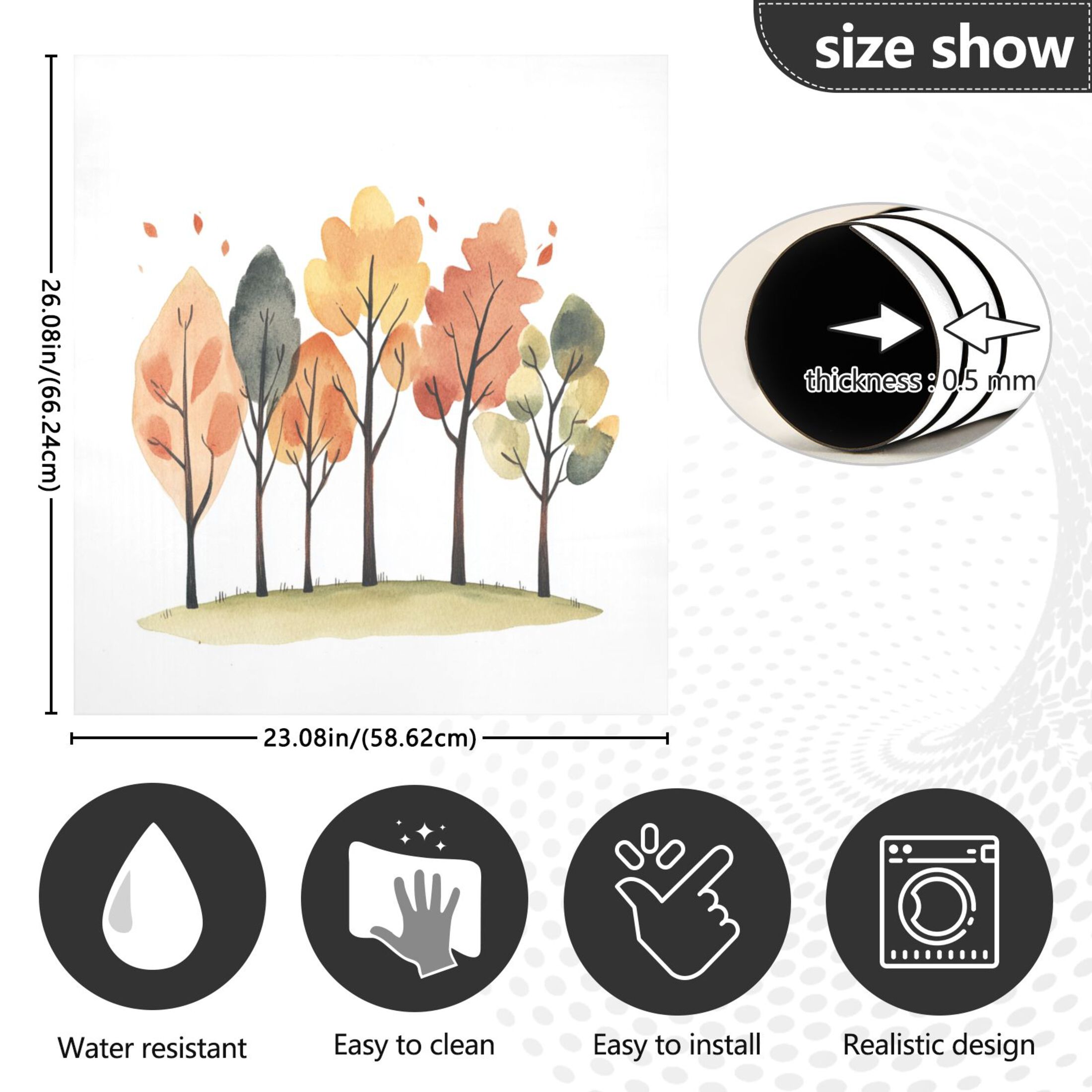 Dishwasher Magnetic Sticker 23x26 Inch Refrigerator Magnetic Sticker Washing Machine Magnetic Sticker Kitchen Panel Magnetic Sticker Home Decor Beautiful Cartoon Orange Tree