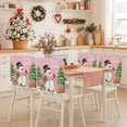 thumbnail image 2 of Winter Winter Snowman Chair Covers Set of 6 Merry Christmas Xmas Tree Elk Pink Bottom Chair Back Covers Stretch Removable Washable Slipcovers Protector for Dining Room Kitchen Party Decor, 2 of 5