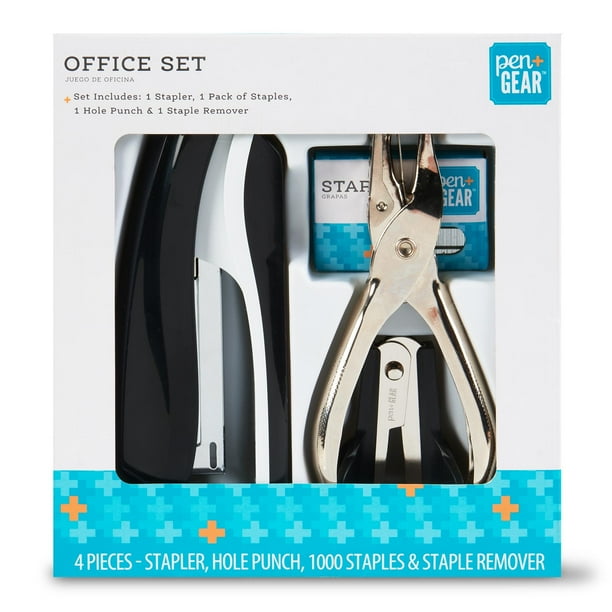 Pen + Gear Office Desk Accessory Set, 1 Compact Stapler, 1 Hole Punch