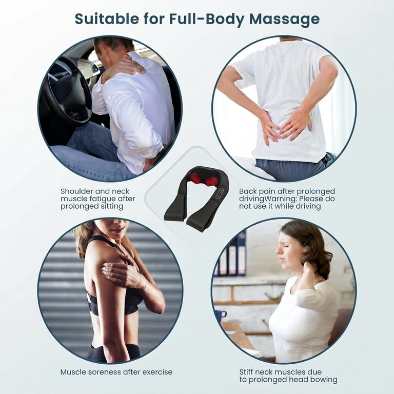Naipo Shiatsu Neck and Back Massager, Heated Deep Kneading Massage