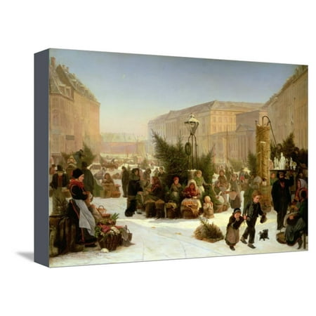 Selling Christmas Trees, 1853 Stretched Canvas Print Wall Art By David