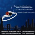 thumbnail image 2 of Gem Stone King 10K White Gold Round Red Garnet and Black Diamond Ring for Women (0.37 Cttw, Round 3.5MM, Gemstone January Birthstone, Size 6), 2 of 6