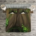 thumbnail image 3 of Ambesonne Nature Quilted Bedspread Set 3 Pcs, Fantasy Tree Cave Moss, King Size, Fern Green Chocolate, 3 of 3