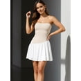 thumbnail image 6 of Young Women's Strapless Tube Mini Dress, Smocked A-Line Bubble Hem Short Dress, Y2K Girly Party Date Vacation Outfit for Women, 6 of 9