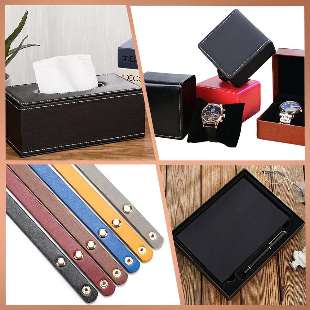 4 Sheets 4 Colors DIY Imitation Leather Fabrics with Paper Back for Book Binding Velvet Box Making Mixed Color 300x1300mm 1 sheet/color