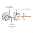 thumbnail image 3 of Dazzlingrock Collection IGI Certified 3.00 Cttw Round Lab Grown White Diamond 4 Prong Solitaire Unisex Stud Earrings in 10K Solid Rose Gold in Push Back, 3 of 5