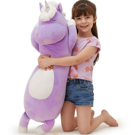 Tezituor 36.2'' Purple Unicorn Stuffed Animal Plush Unicorn Body Pillow Plush Toy