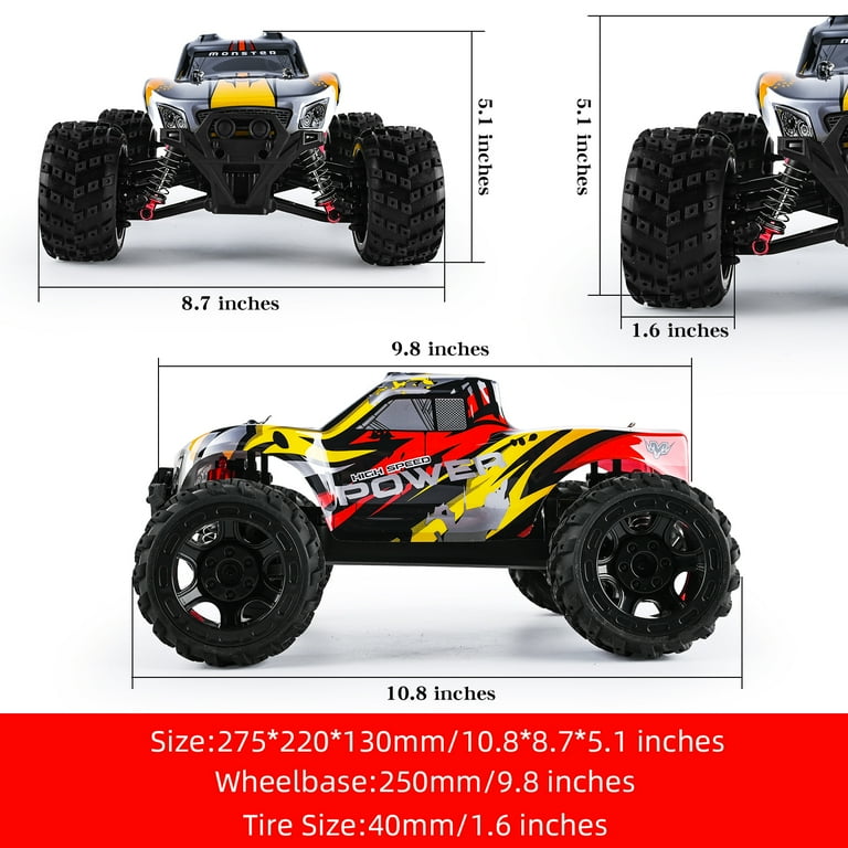 1610 High-Speed 4WD Monster RC Truck, USB Rechargeable Weather-Resistant Off-Road & All-Terrains Ready to Run, Red 1610 High-Speed 4WD Monster RC Truck, USB Rechargeable Weather-Resistant Off-Road & All-Terrains Ready to Run, Red