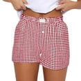 thumbnail image 2 of Women's Boxer Shorts Summer Gingham Striped Drawstring Pajama Lounge Shorts With Pockets Trendy Cute Beach Bottoms, 2 of 6