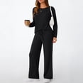 thumbnail image 5 of SUNBS Two Piece Lounge Sets for Women Pajamas Set Wide Leg Pants Ribbed Knit Winter Matching 2 Piece Outfits Trendy Clothes, 5 of 8